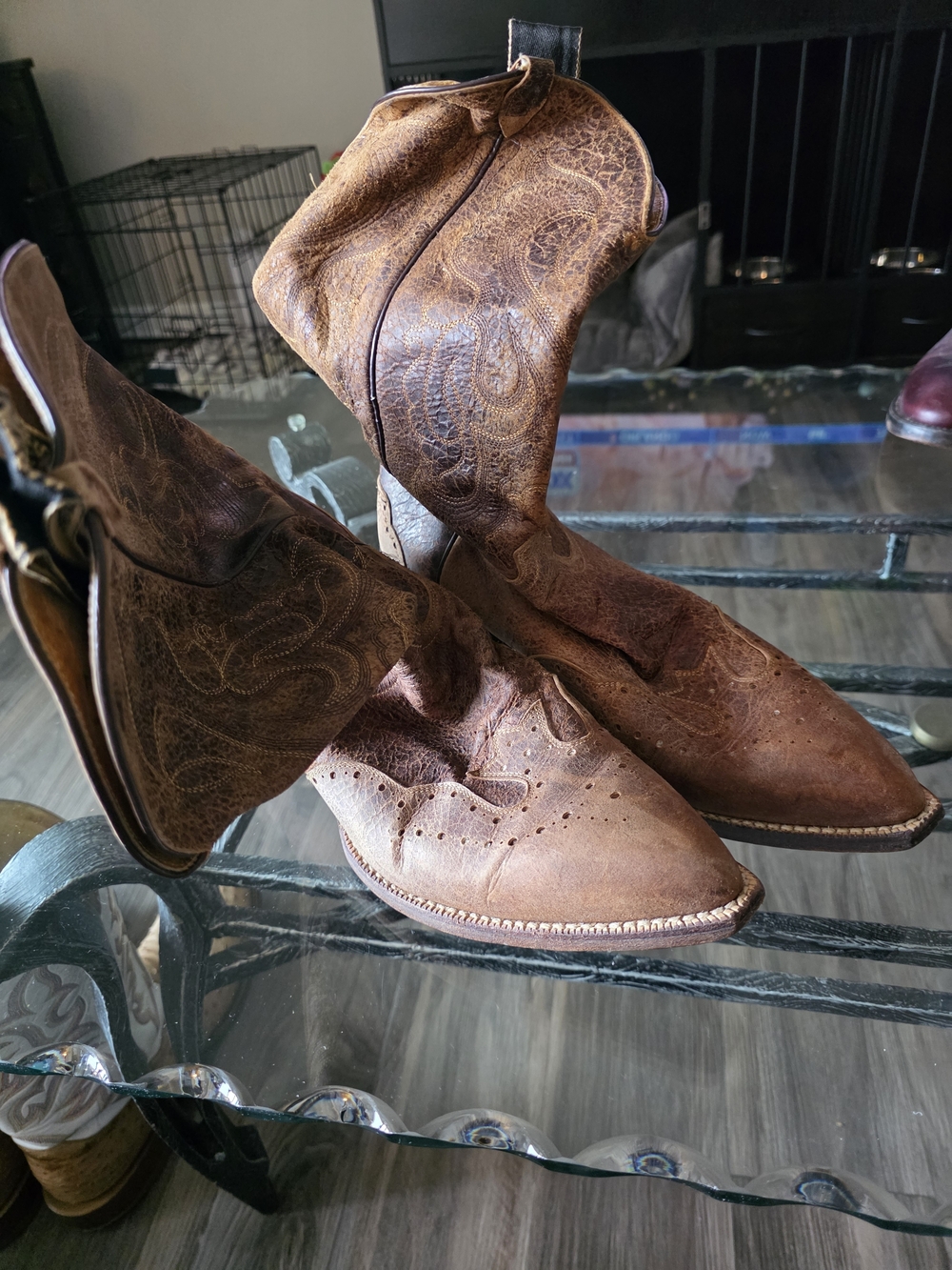 Mens Brown Western Leather Cowboy Boots